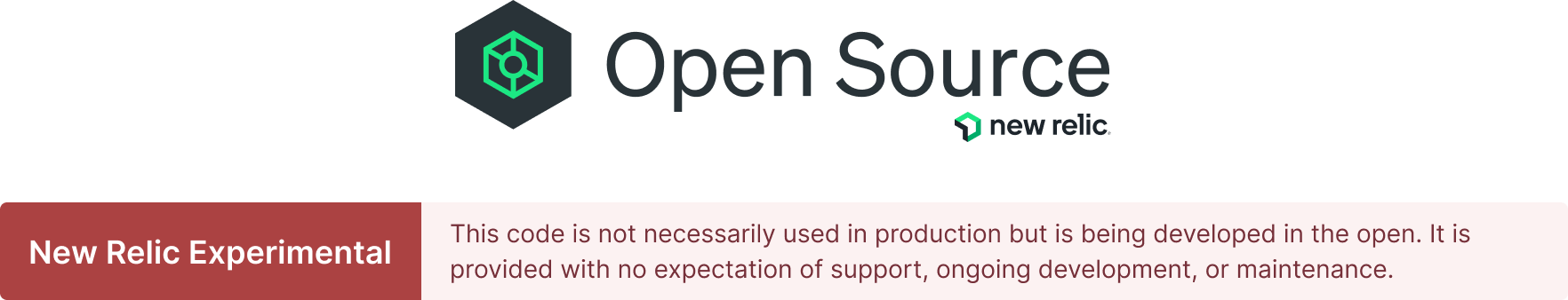 New Relic Open Source experimental project banner.