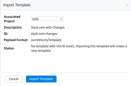 Check template details dialog