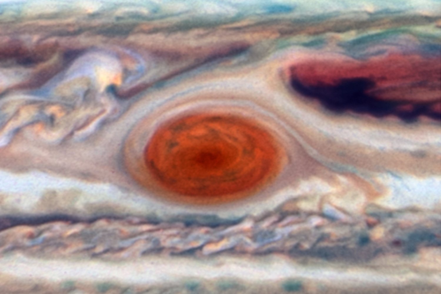 A close up of Jupiter's Great Red Spot