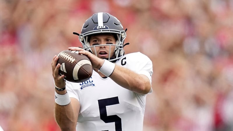 Georgia Southern quarterback Davis Brin (5) against Wisconsin during an NCAA football game on...