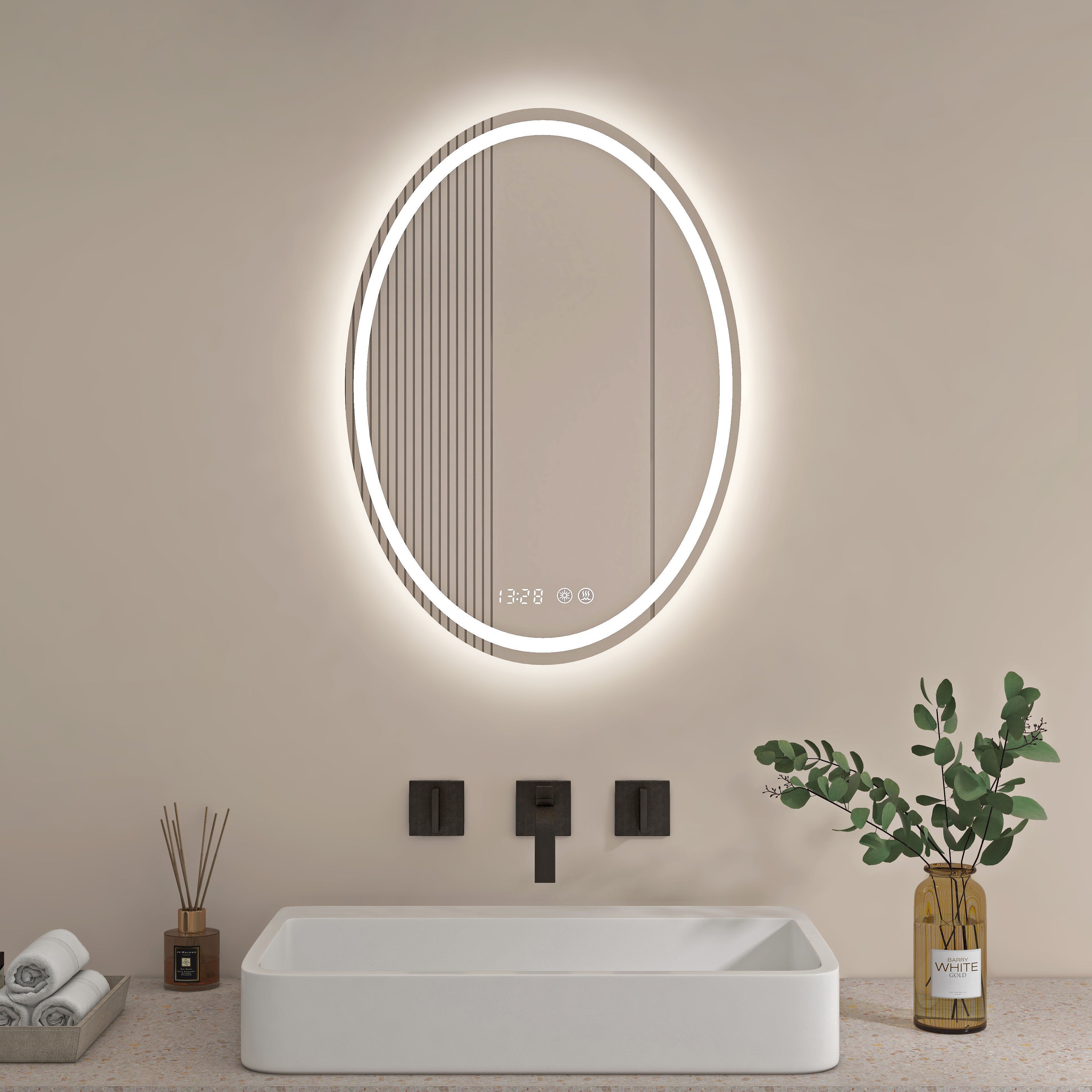 Round LED Bathroom Mirror with Lights