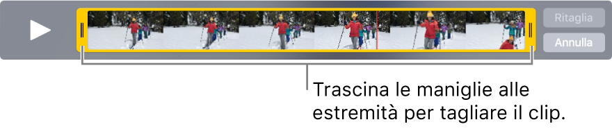 Maniglie di ritaglio gialle in un clip video.