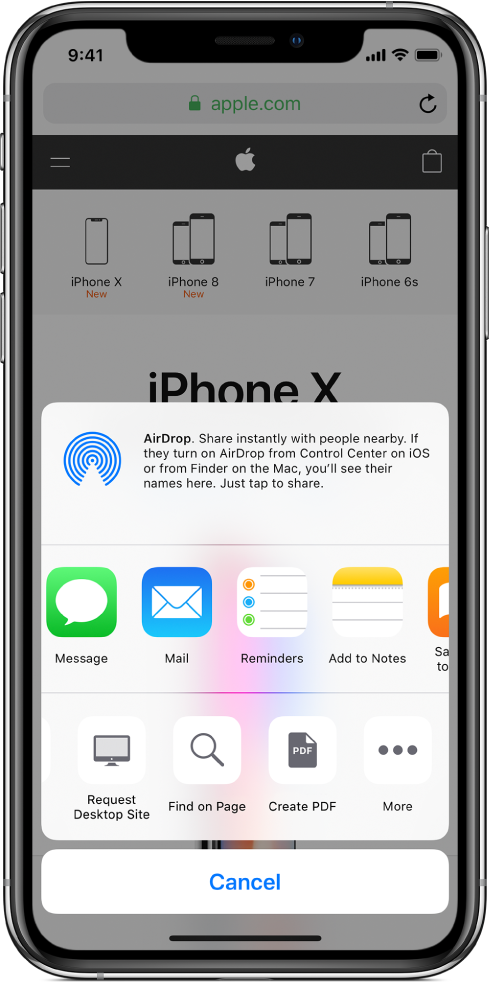 Obrazovka zdieľania s tlačidlom Viac.