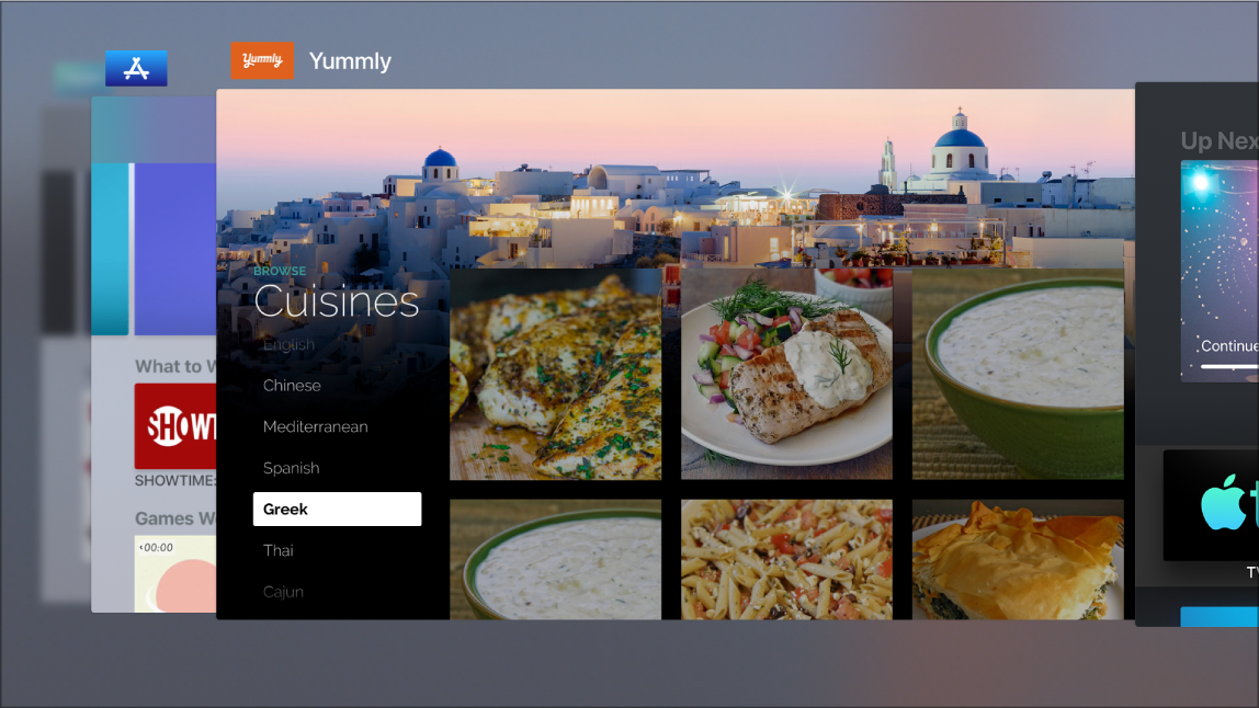 شاشة Apple TV توضح مبدّل التطبيق