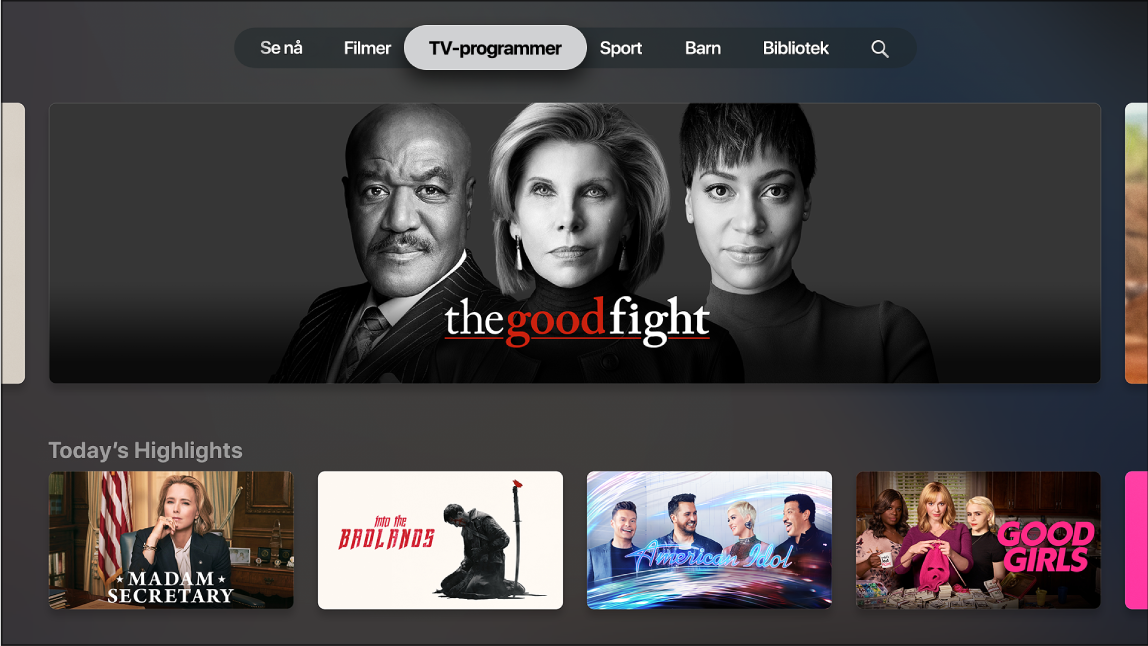 Skjerm som viser TV-programmer