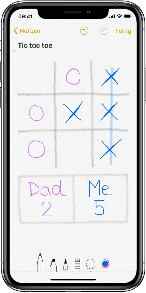 Eine handschriftliche Notiz mit Text und einer Zeichnung.