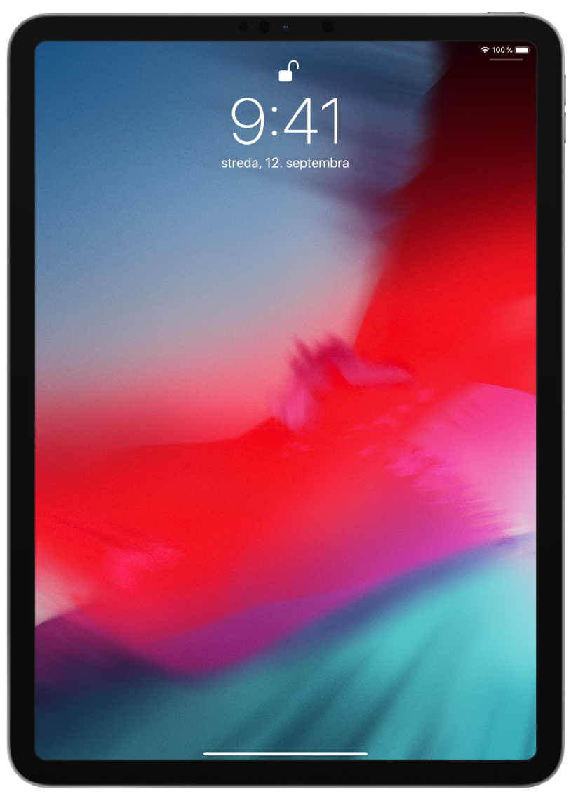 Uzamknutá plocha s lištou na spodnej strane, ktorá naznačuje, že môžete potiahnuť nahor zo spodného okraja.