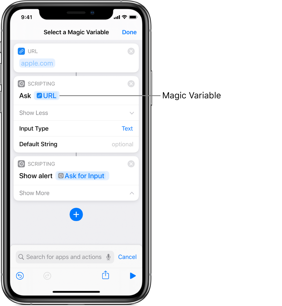 Selectable Magic Variables in shortcut editor