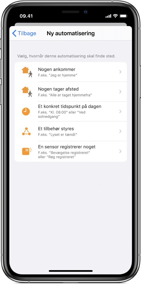 Hjem-automatisering i appen Genveje.