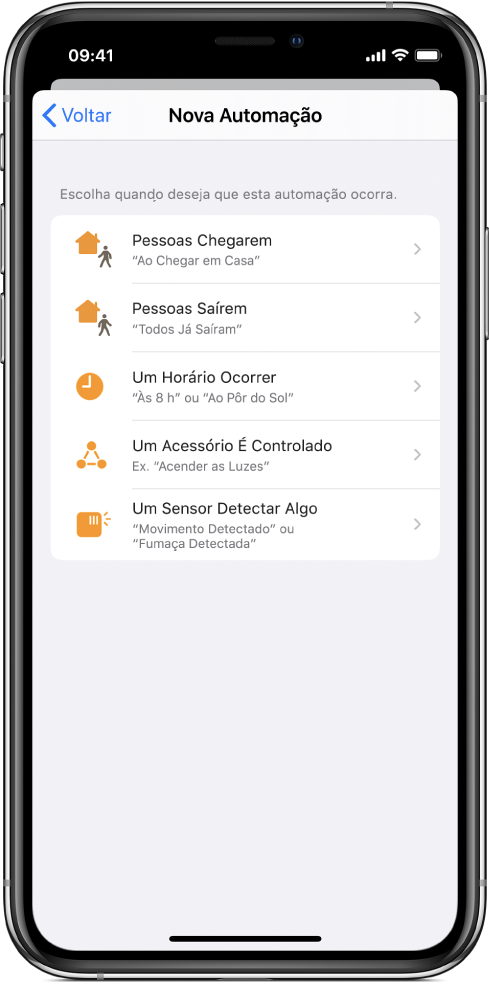 Automação residencial no app Atalhos.