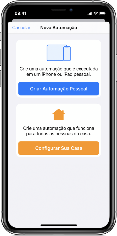 Nova automação quando a automação já existe no app Atalhos.