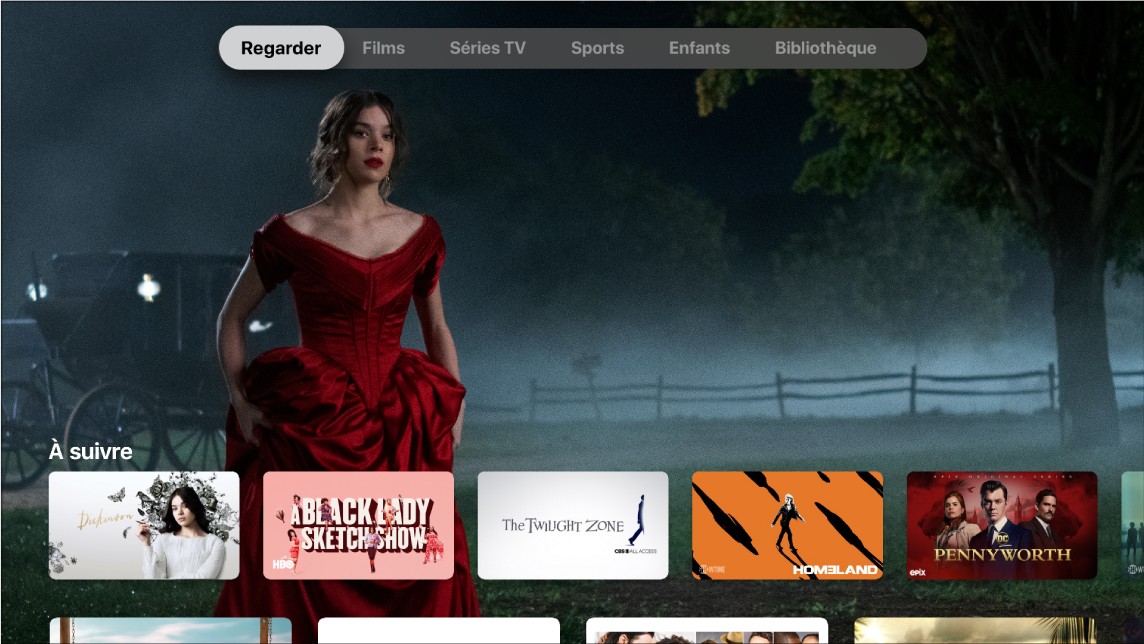 Écran affichant la présentation Regarder