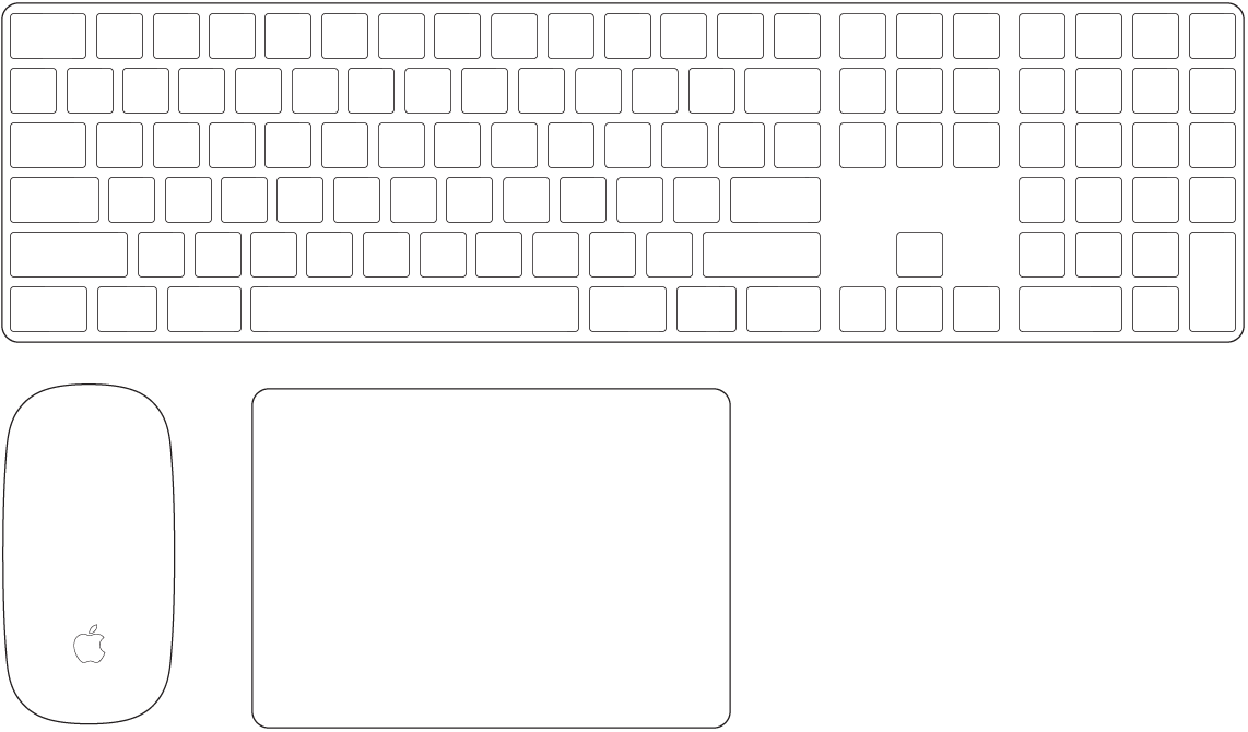 The Magic Keyboard with Numeric Keypad and Magic Mouse 2, which come with your Mac Pro.