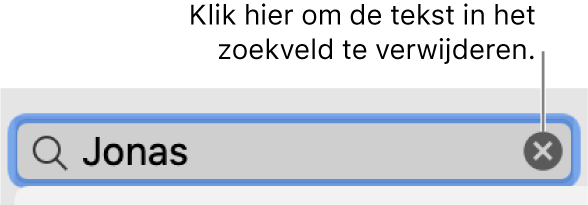 Het zoekveld met ingevoerde tekst; de verwijderknop bevindt zich aan de rechterkant van het veld.