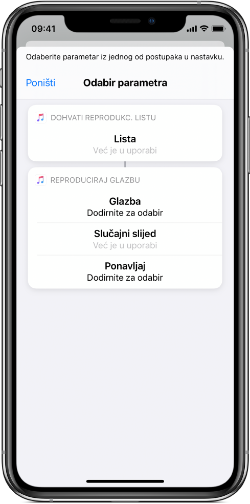 Odabir parametara importiranih pitanja.