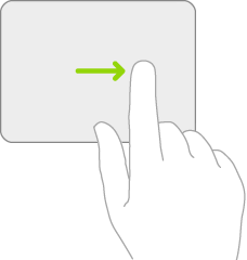 Illustration symbolisant le geste à effectuer sur un trackpad pour ouvrir Slide Over.