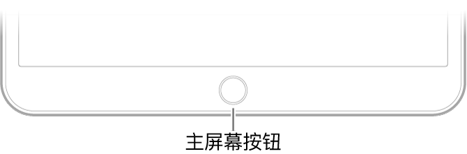 主屏幕按钮位于 iPad 底部。