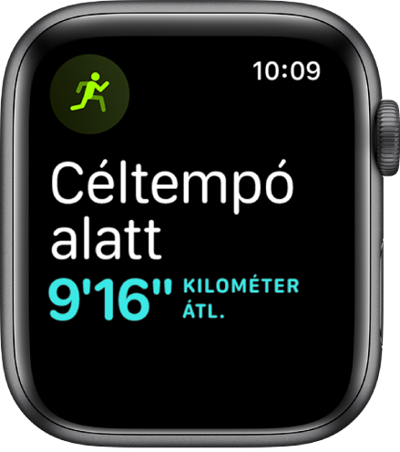 Az Edzés képernyője arról tájékoztatja, hogy le van maradva a céltempótól.