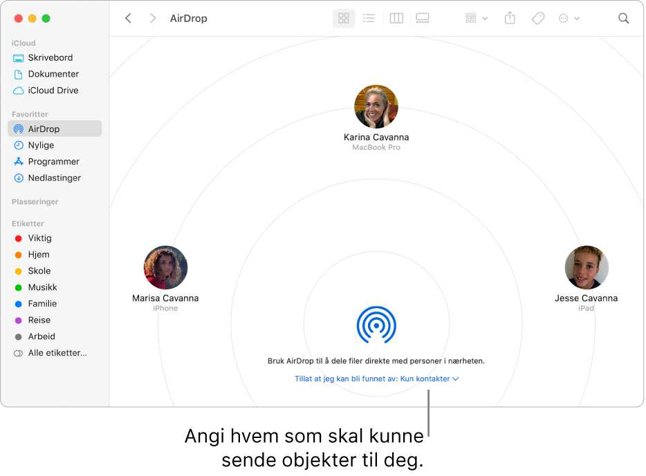AirDrop-vinduet.