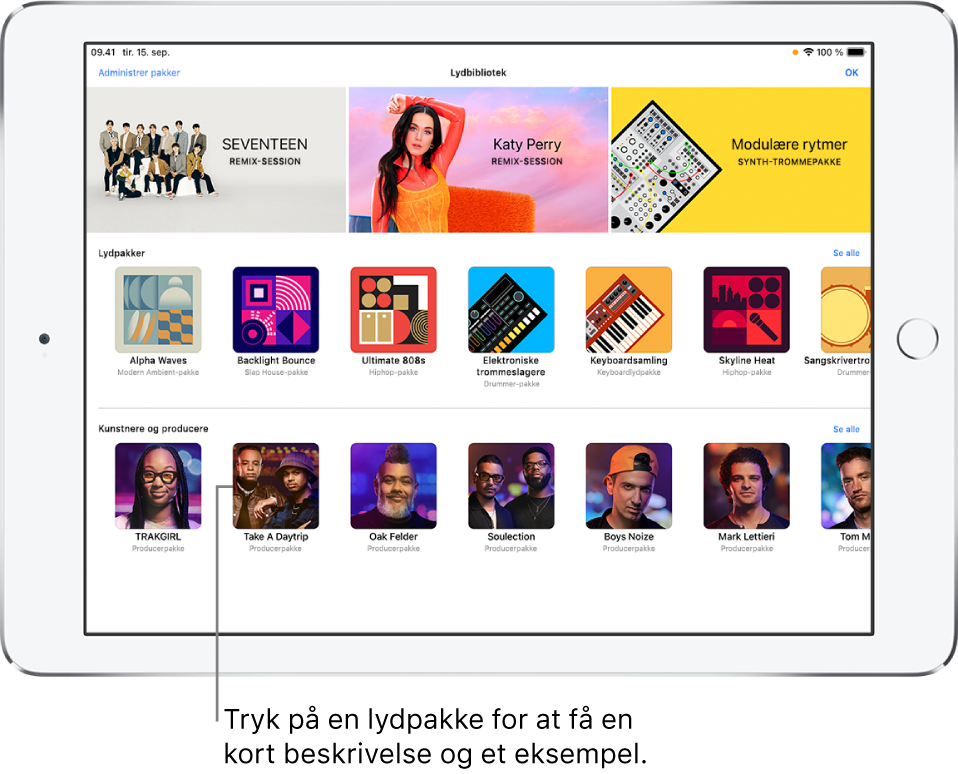 Tryk på en indholdspakke for at få en kort beskrivelse og et eksempel.
