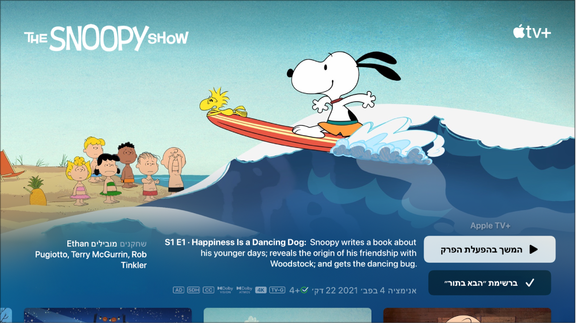 המסך ״פרטים לגבי תכנית הטלוויזיה״