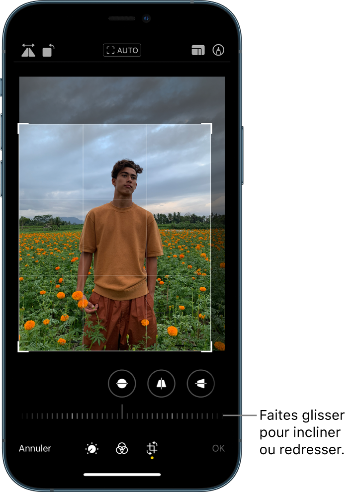 L’écran « Recadrer et faire pivoter ».