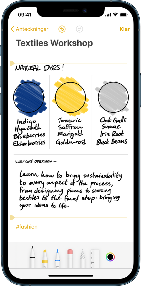 En anteckning med en teckning med handskriven text.