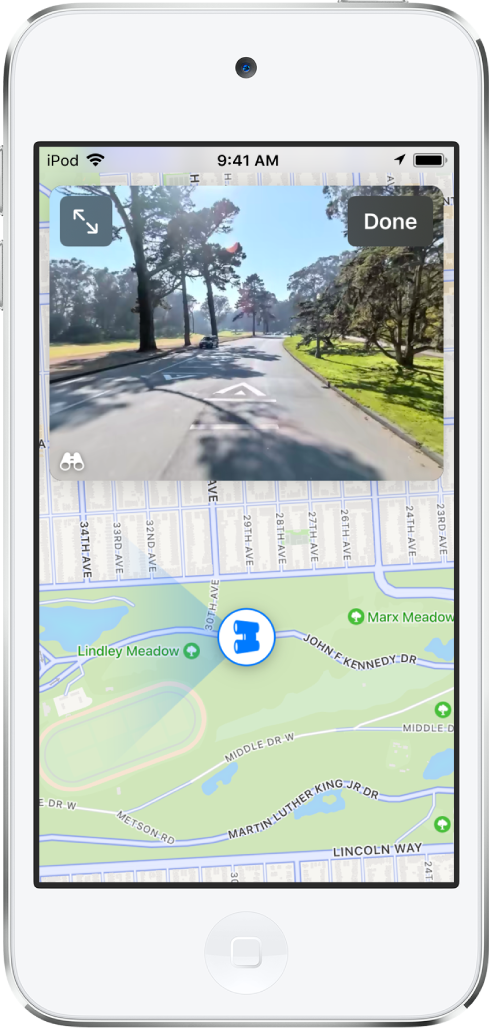 Viene visualizzata una strada su una mappa della zona.