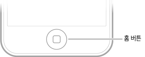iPod touch의 하단에 있는 홈 버튼.