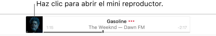 Haz clic en la ilustración del álbum a la izquierda de la tira para abrir el mini reproductor.