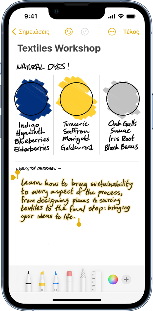 Μια σημείωση όπου εμφανίζεται ένα σχέδιο με χειρόγραφο κείμενο.