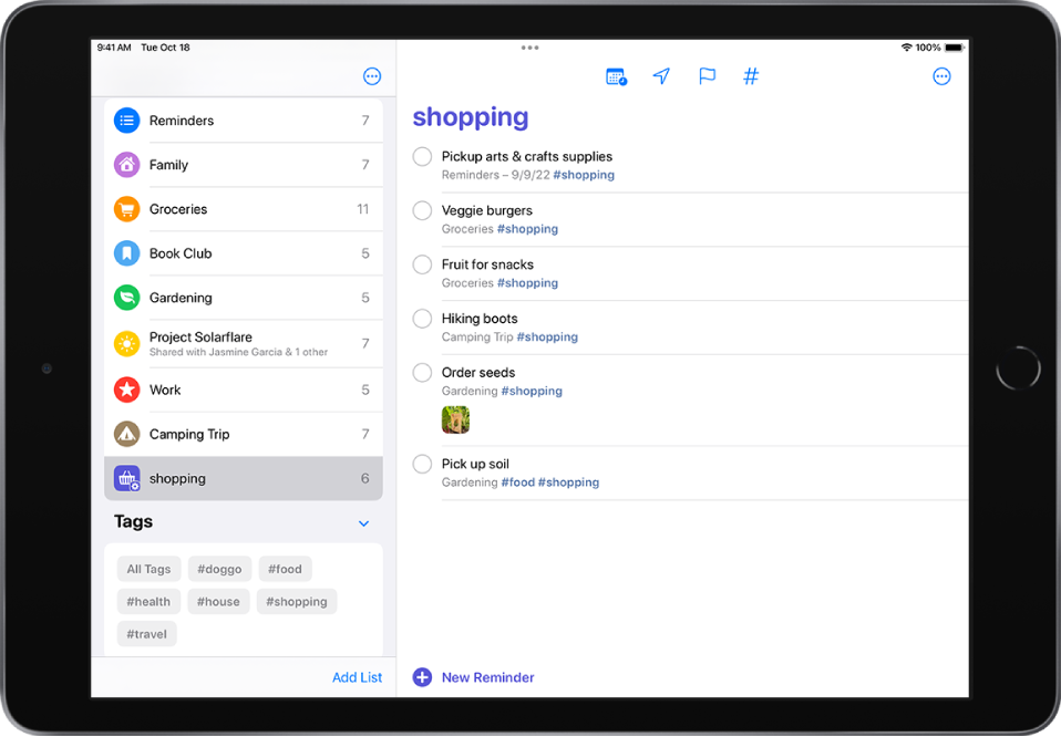 Ekrāna kreisajā pusē ir redzami saraksti. Tag Browser atrodas kreisajā apakšējā stūrī.
