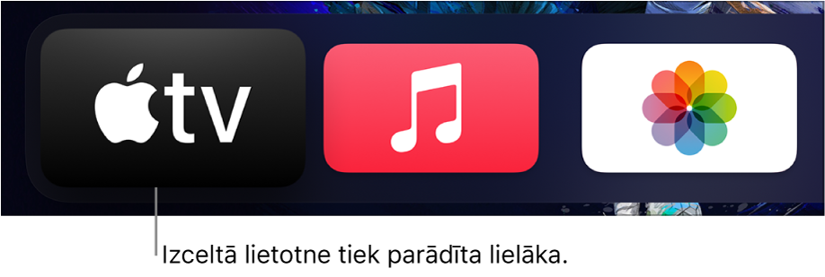 Atlasītā lietotne sākuma ekrānā