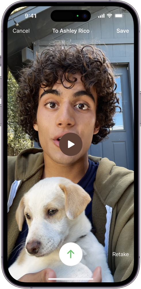 Ierakstītās video ziņas nosūtīšanas personai, kas nevarēja atbildēt uz jūsu zvanu, ekrāns.