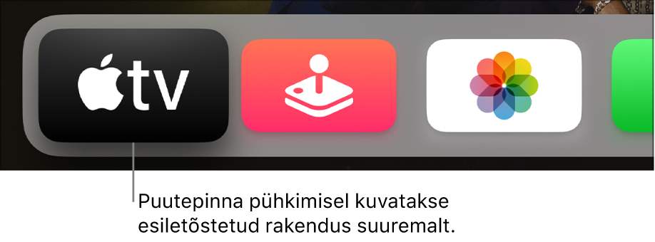 Valitud rakendus Home Screen-kuvas