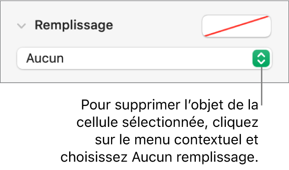 Commande permettant de supprimer un objet de la cellule sélectionnée.