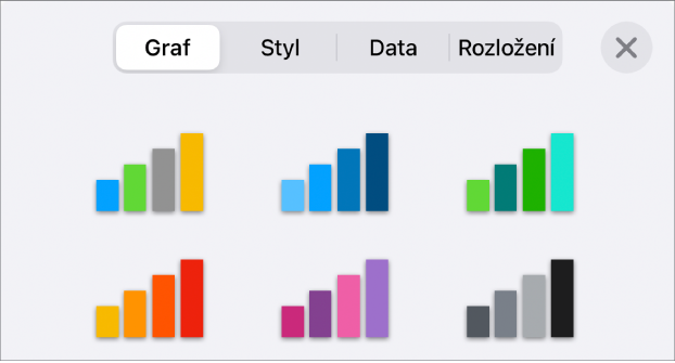 Styly grafu na panelu Graf v nabídce Formát.