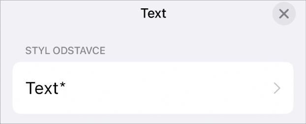 Styl odstavce Hlavní text s hvězdičkou