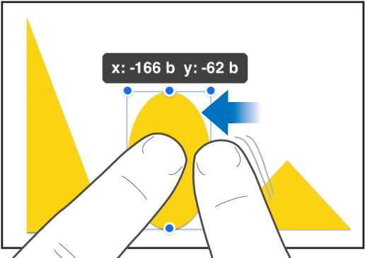 Jeden prst pridŕžajúci objekt a ďalší prst vykonávajúci gesto potiahnutia k objektu.