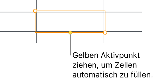 Eine ausgewählte Zelle mit einem gelben Aktivpunkt, den du zum automatischen Ausfüllen der Zellen ziehen kannst.