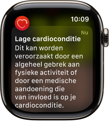 Een melding van een laag cardioconditieniveau.