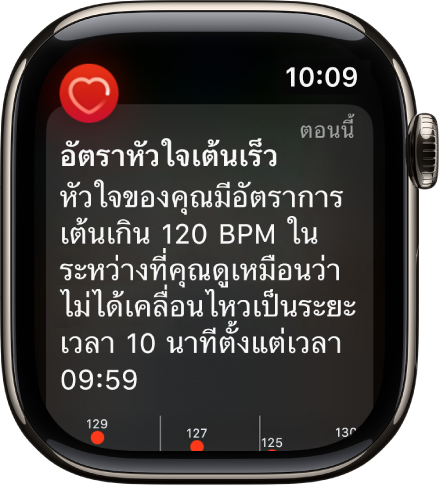 การเตือนอัตราการเต้นของหัวใจที่ระบุว่ามีการตรวจพบอัตราหัวใจเต้นเร็ว