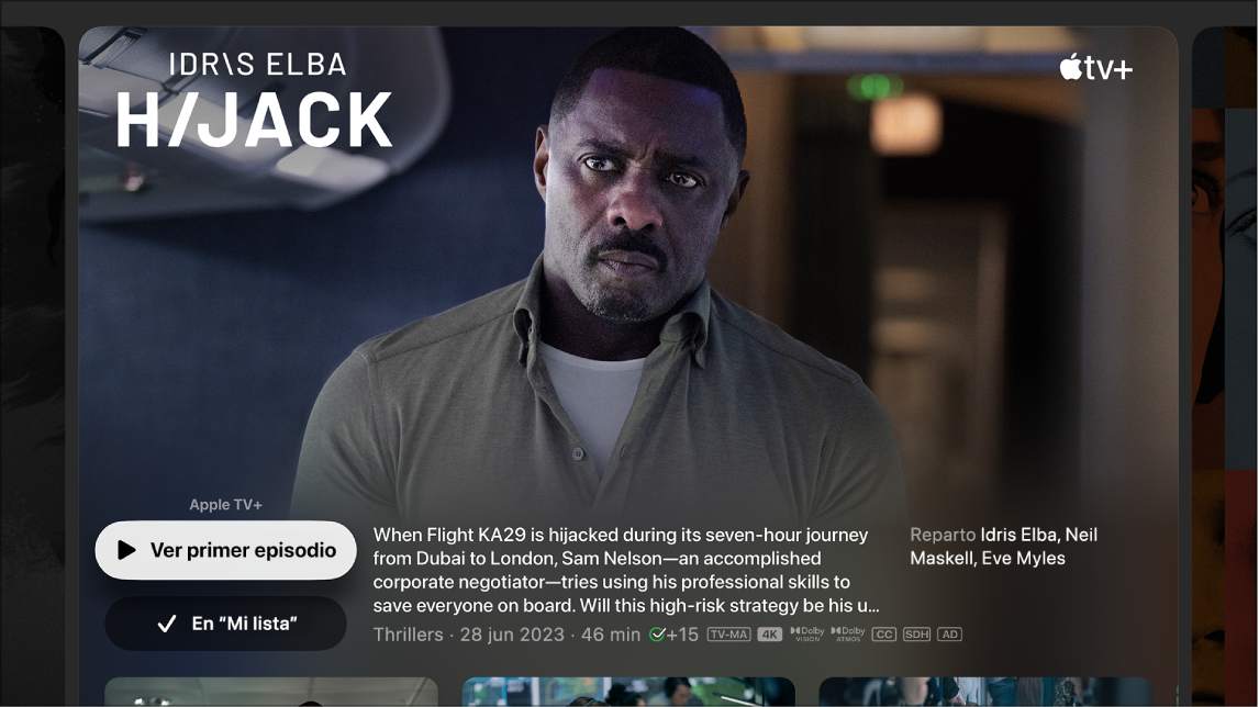 Pantalla de información de la serie