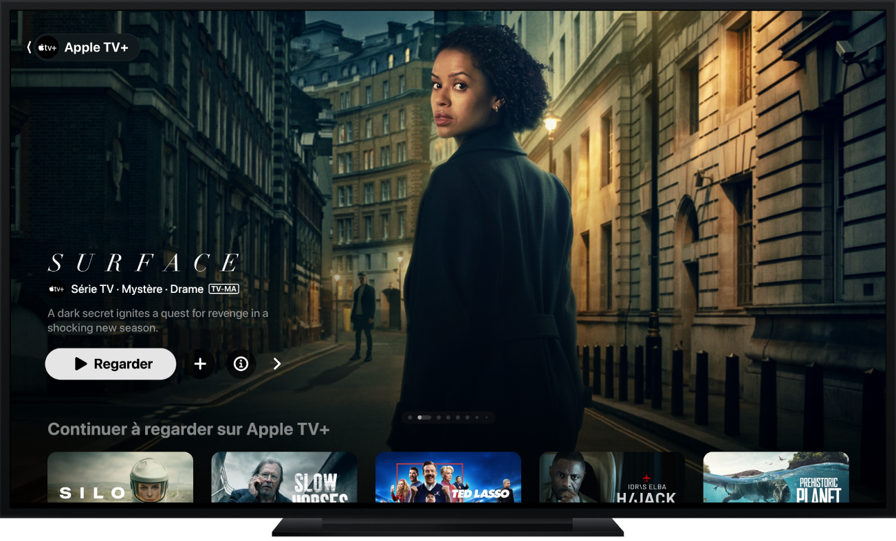 Une Apple TV affichant l’app Apple TV