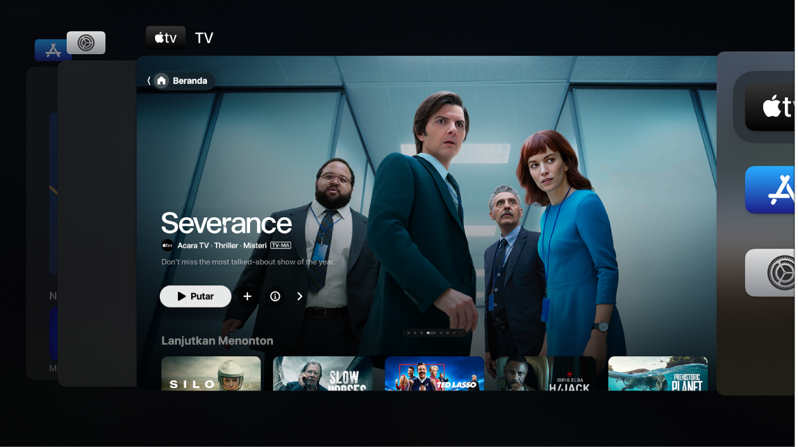 Layar Apple TV menampilkan Pengalih App