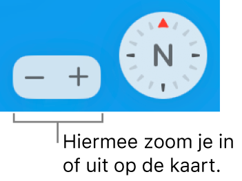 Zoomknoppen op een kaart.