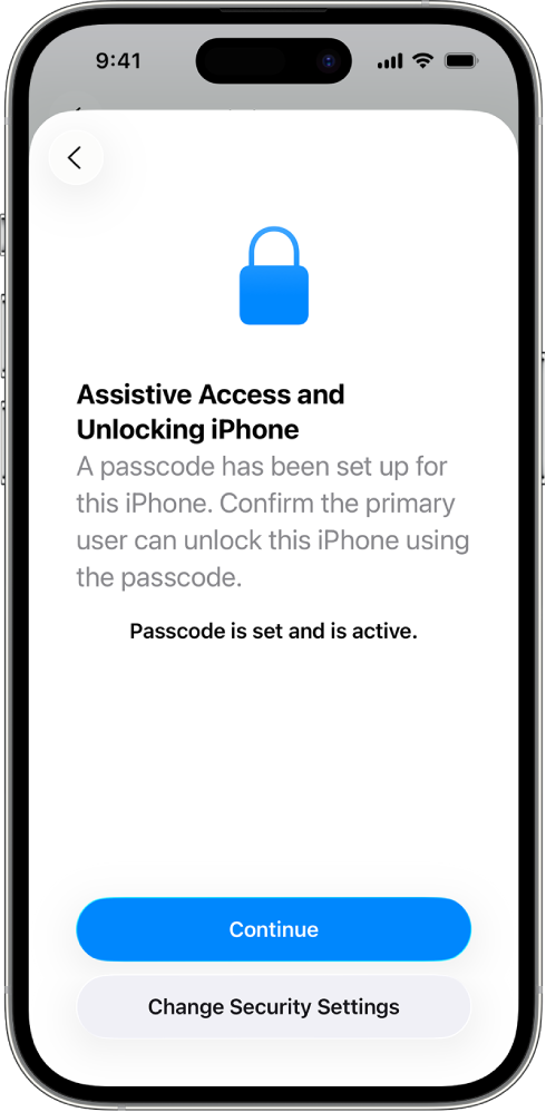 An iPhone with a screen asking the trusted supporter to confirm the person using the device knows the device passcode.