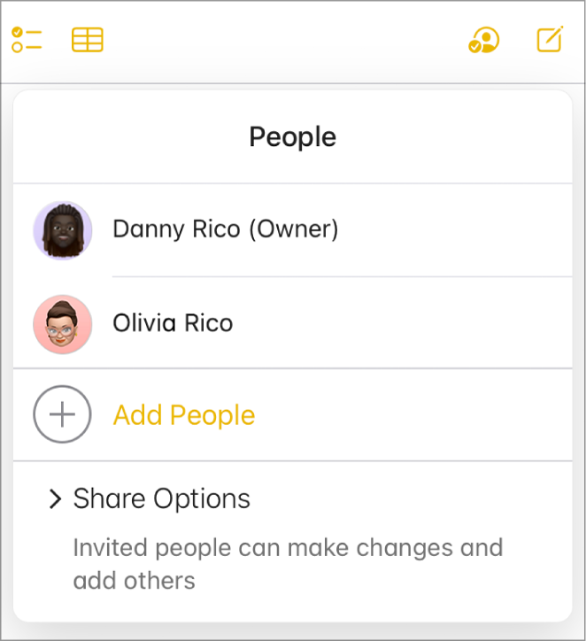 La lista de participantes con el botón “Añadir personas” en la parte inferior.