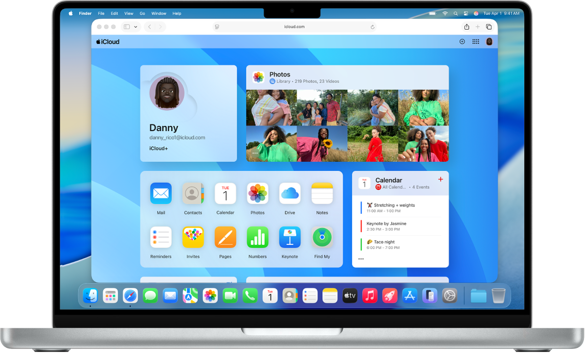 Mac 上的 iCloud.com 主頁。