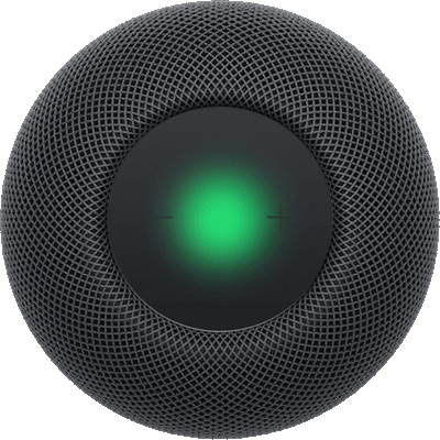 Una luz verde en la parte superior del HomePod indica que se está usando como altavoz.